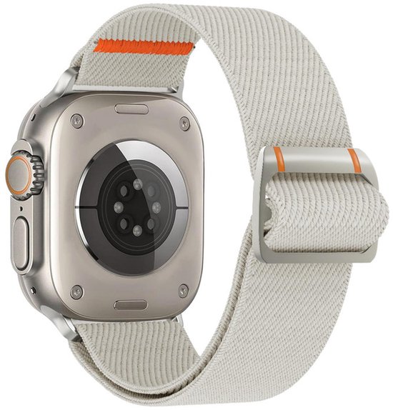 Bracelet Nylon – compatible avec Apple Watch série 1/2/3/4/5/6/7/8/9/10/11/ SE (1,2,3) / Ultra (1,2,3) avec taille 44 mm / 45 mm / 46 mm / 49 mm – fermeture boucle – starlight
