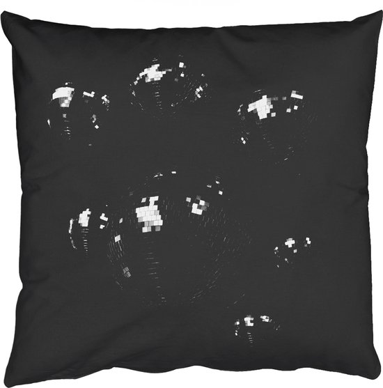 Coussins Coussins décoratifs – Oreillers de salon – 50×50 cm – Boules à facettes – Minimaliste – Zwart