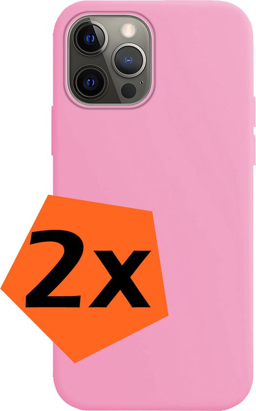 Coque pour iPhone 14 Pro Case Siliconen Case Back Cover – Coque pour iPhone 14 Pro Case Cover Silicone – Rose Clair – 2X