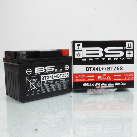 Batterie SLA BS Battery pour Moto Husaberg 300 Te 2T 2011 à 2013 YTX4L / YTZ5S / 12V 4.2Ah Neuf