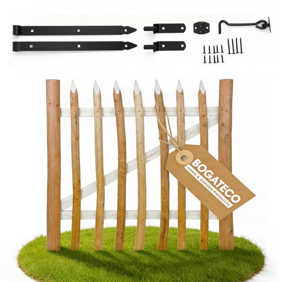 BOGATECO portail de clôture noisette largeur 100cm hauteur 70 cm | Portillon de jardin | avec charnières avec accessoires | Porte à droite