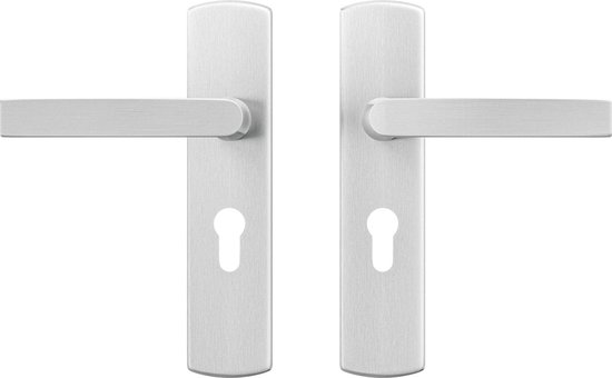 AXA Ensemble de quincaillerie de porte sur plaque – avec trou de cylindre – 55mm – Curve Klik Blok – Aluminium