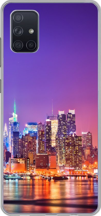 Coque Samsung Galaxy A71 – New York – Skyline – Violet – Coque de téléphone en Siliconen
