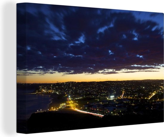 Coucher de soleil coloré sur la plage de Merewether en Australie Toile 30×20 cm – petit – Tirage photo sur toile (Décoration murale salon / chambre)