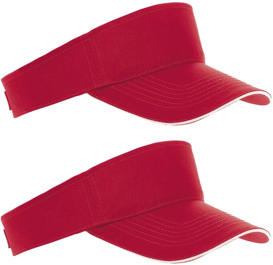 Casquette pare-soleil – 6x – rouge – coton – fermeture velcro – pour adultes – tennis – sport