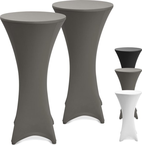 Beautissu Housse de table debout Stella Ø 60 cm jupe de table debout pour table debout – décoration de fête adaptée à la restauration – décoration de fête stretch pour chaque table – lot de 2 anthracite
