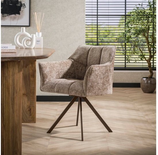 Chaise de salle à manger Raster pivotante – Hoven champagne – marron – lot de 2 chaises de salle à manger