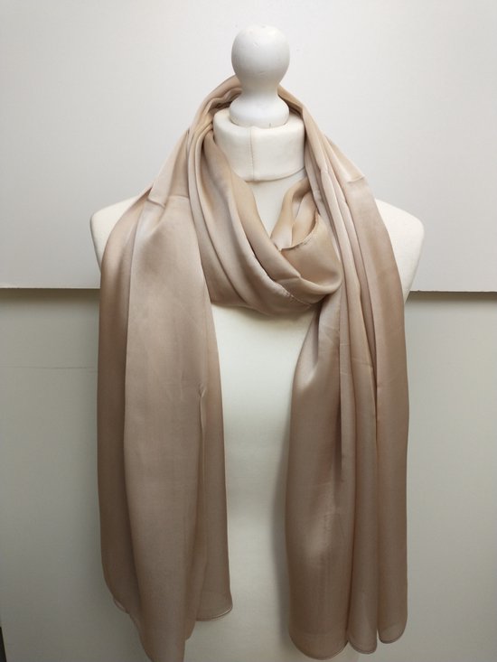 Écharpe longue et fine pour femme Marlina – marron camel uni – aspect satin – châle – étole