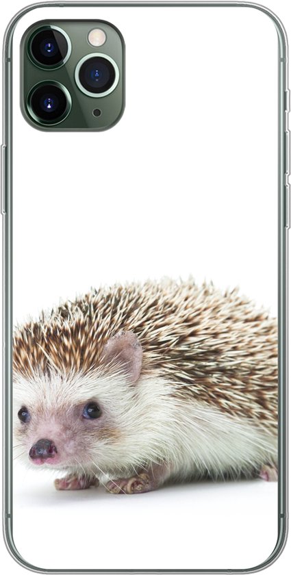 Coque iPhone 11 Pro Max – Hérisson – Animaux – Wit – Coque de téléphone en Siliconen