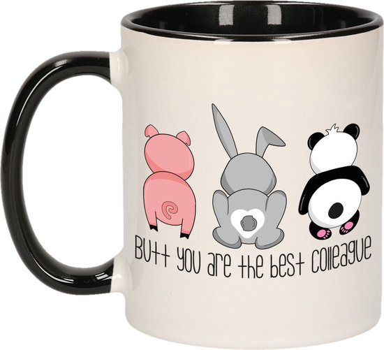 Bellatio Decorations Tasse à café/thé cadeau pour collègue – noir – 300 ml