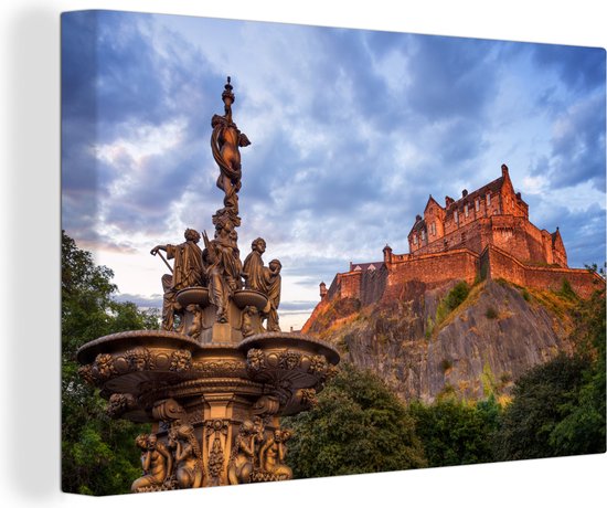 Coucher de soleil au château d&rsquo;Édimbourg en Ecosse Toile 30×20 cm – petit – Tirage photo sur toile (Décoration murale salon / chambre)