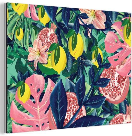 Décoration murale Métal – Peinture Aluminium Industriel – Fleurs – Fruits – Couleurs – 160×120 cm – Dibond – Photo sur aluminium – Décoration murale industrielle – Pour le salon/chambre