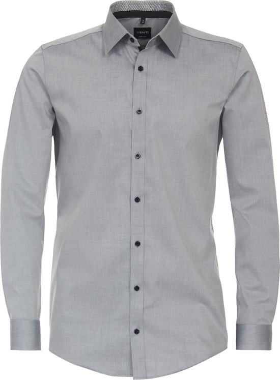Chemise VENTI body fit – popeline – gris – Repassage facile – Col : 37