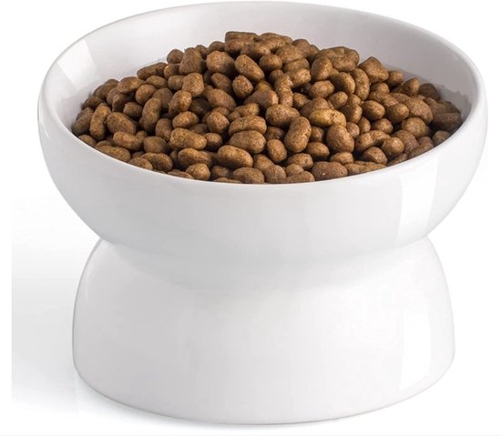 Bac à litière surélevé, gamelle inclinée et surélevée de 12 cm, gamelle blanche pour chat, nourriture pour petit chien, anti-vomissements, protège la colonne vertébrale de l&rsquo;animal, passe au lave-vaisselle – 1 blanc