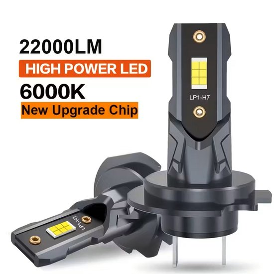 Feu de croisement LED H7 6000k, 22000LM, puces CSP, pour conception miniaturisée, 12V, boîtier en aluminium