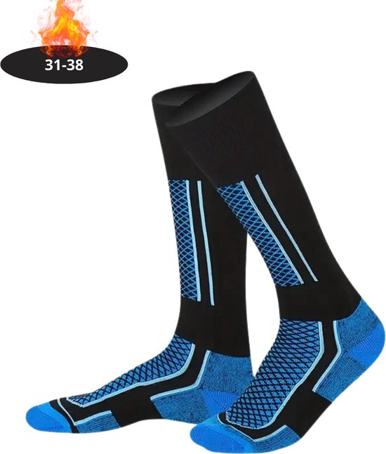 Chaussettes de ski Livano Enfants – Chaussettes de ski – Chaussettes chaudes – Chaussettes d&rsquo;intérieur – Thermo – Compression – Blauw – 31-39