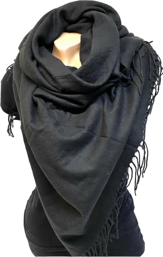 ÉCHARPE CHAUDE / COUVERTURE / UNI / NOIR / 140 X 140CM