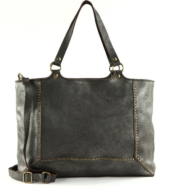CAMPOMAGGI Cuir Sac à épaule Hasni Shopping Bag Antracite Anthracite
