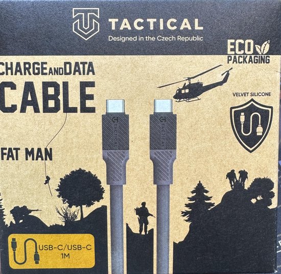 Câble Tactique Fat Man USB-C/USB-C – 8596311227929 – 1m – Gris