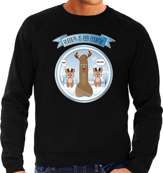 Bellatio Decorations mauvais pull de Noël/pull pour hommes – Rudolf – noir – pénis/pénis XXL