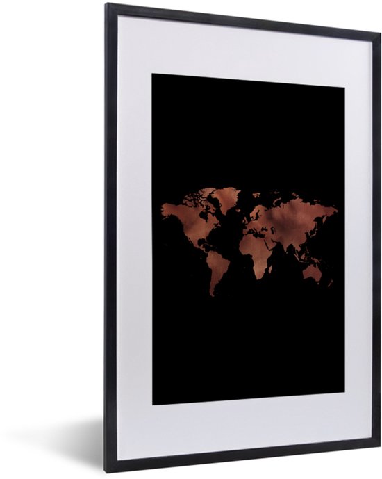Cadre photo avec affiche – Carte du Wereldkaart – Rouge – Zwart – 40×60 cm – Cadre pour affiche