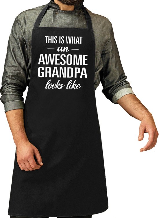Awesome grand-père cadeau barbecue/tablier de cuisine noir pour homme – cadeau barbecue tablier / anniversaire