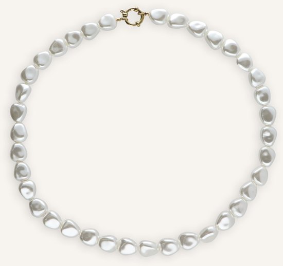 Collier Notre-V Perles Bijoux Femme – Couleur Argent – Taille UNIQUE