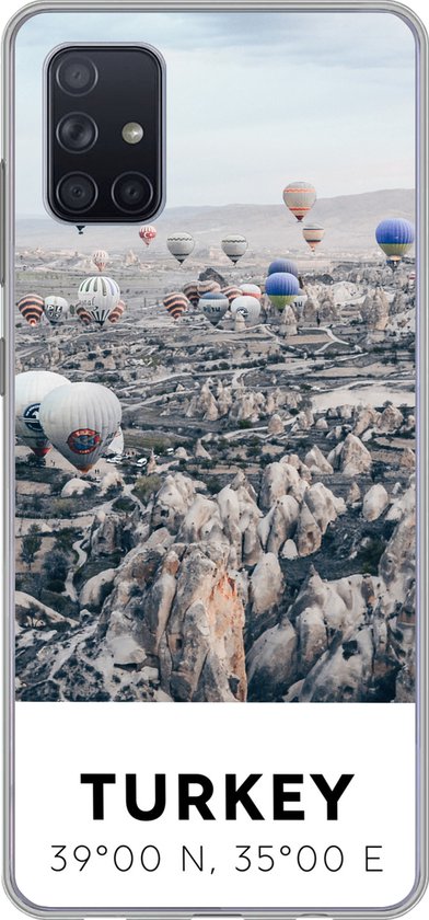 Convient pour coque Samsung Galaxy A71 – Turquie – Rochers – Montgolfières – Étui de téléphone en Siliconen