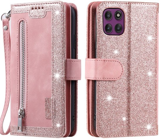 Etui Coverup – Convient pour Motorola Edge 70 Etui – Etui Coverup Book Case avec Portefeuille – Rose Gold