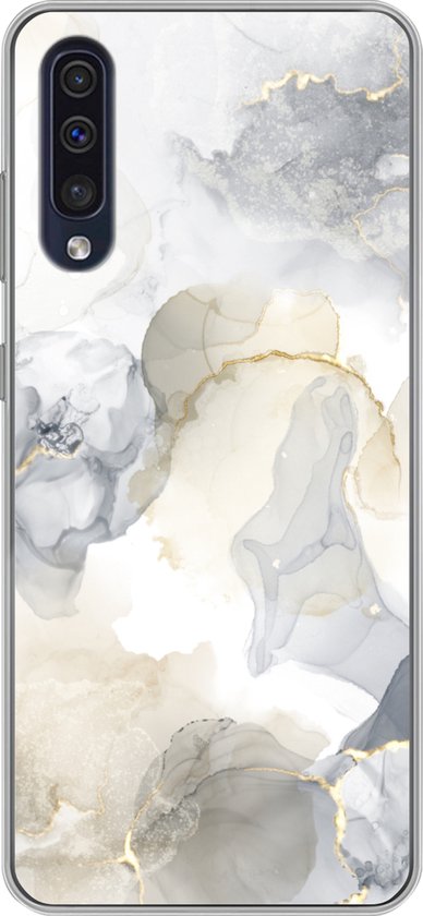 Coque Samsung Galaxy A30s – Marbre – Doré – Zwart – Coque de téléphone en Siliconen