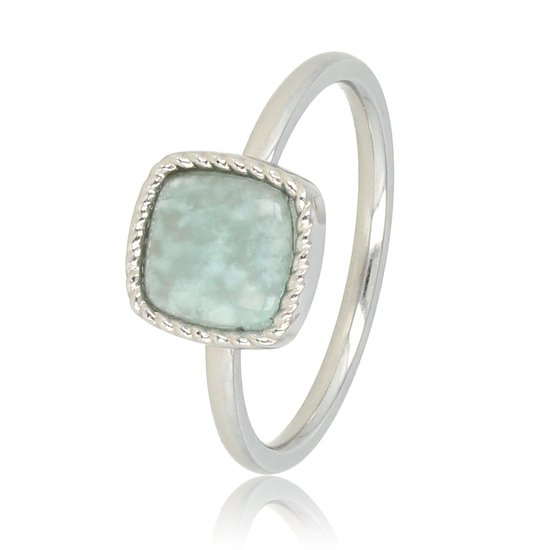 Chevalière en argent avec pierre précieuse Amazonite – Belle chevalière avec pierre précieuse Amazonite bleu-vert – Avec coffret cadeau de luxe
