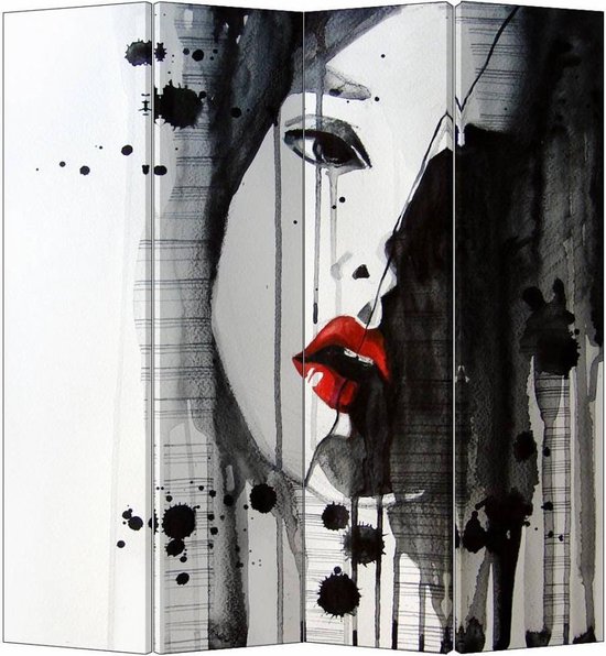 Fine Asianliving 4 Panneaux Art Rouge à Lèvres L160xH180cm