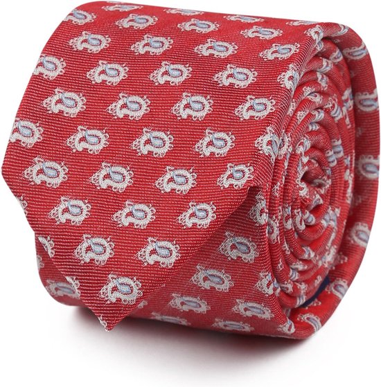 Convient – Cravate Soie Paisley Rouge – Cravate de Luxe pour hommes en 100% Soie – Paisley