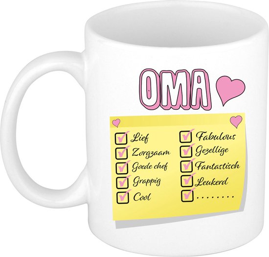 Bellatio Decorations Tasse à café/thé cadeau pour grand-mère – rose – la grand-mère la plus mignonne – céramique – 300 ml