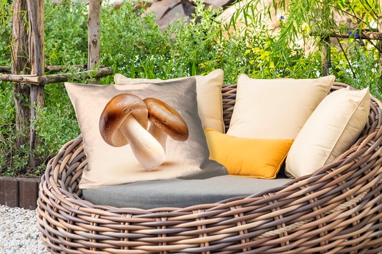 Coussins d&rsquo;extérieur – Jardin – Champignons – Doux – Beige – 50×30 cm
