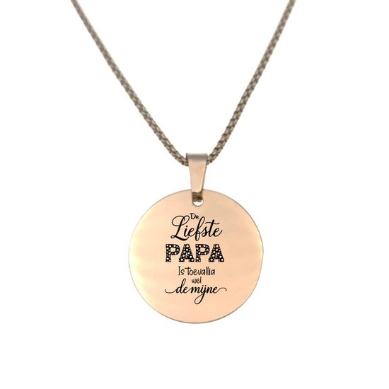 Chaîne en acier inoxydable – Ronde – Or rose – Le papa le plus gentil est par coïncidence le mien