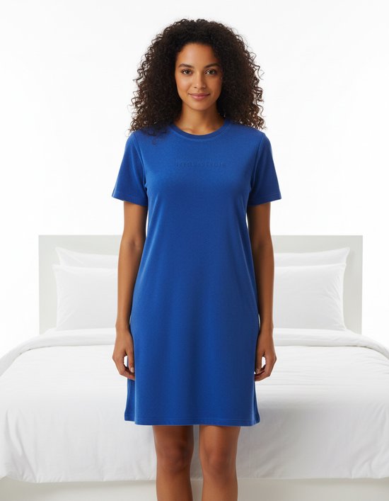 Chemise de nuit femme Irresistible – Éponge – Manches courtes – Bleu Taille L