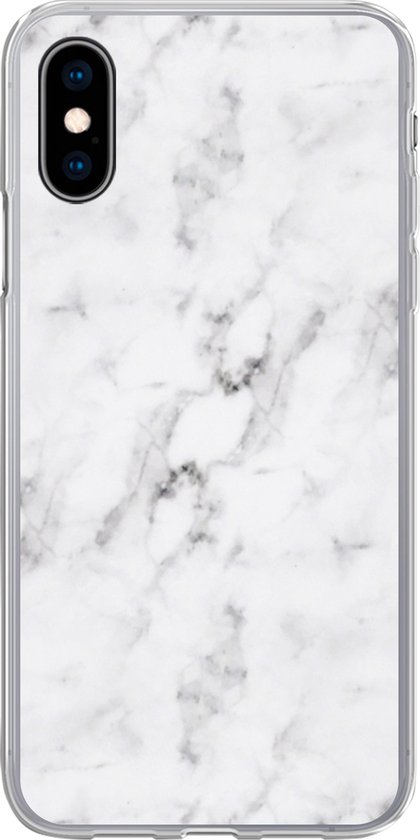 Coque iPhone X – Marbre – Luxe – Wit – Grijs – Aspect Marbre – Coque de téléphone en Siliconen