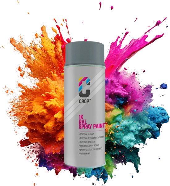 Bombe aérosol CROP RAL 7031 Bleu-gris – Haute brillance – 400 ml – Peinture aérosol Grijs – 100 % grand teint – Séchage rapide – Intérieur et extérieur – RAL7031