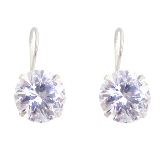 Behave – Oobels – Boucles d&rsquo;oreilles en argent sterling 925 – Zircone cubique transparente 12 mm