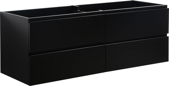 Badplaats Lavabo Meuble Bas Angela 140 cm x 48 cm – Zwart – Meuble Lavabo Suspendu Avec Tiroirs
