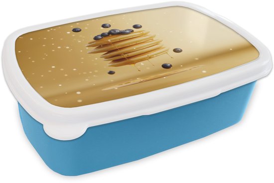 Boîte à lunch bleu – Lunchbox Crêpes – Aliments – Miel – Jaune – Boîte à lunch 18x12x6 cm