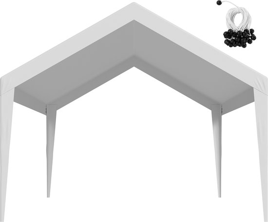 Auvent de remplacement pour abri de voiture (3,6 x 6 m), housse de tente de garage portable (3,6 x 6 m), bâche résistante aux UV et imperméable, toit d&rsquo;abri de voiture durable avec élastiques, blanc, cadre non inclus