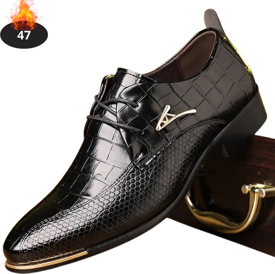 Chaussures pour femmes habillées Nivard pour hommes – Chaussures pour femmes Business – Chaussures de mariage – Chaussures de bureau – Cuir – Avec Lacets – Zwart – Taille 47