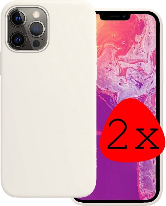 Coque pour iPhone 14 Pro Max Coque arrière en Siliconen – Coque pour iPhone 14 Pro Max Coque en silicone – Wit – 2 pièces