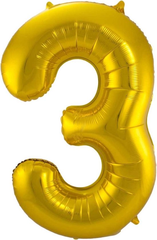 Ballon Chiffre 3 Ans Or 70cm Décoration De Fête D&rsquo;anniversaire Avec De La Paille
