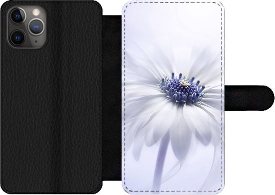 Bookcase Convient pour étui de téléphone iPhone 11 Pro – Bloem – Abstrait – Wit – Avec compartiments – Étui portefeuille avec fermeture magnétique