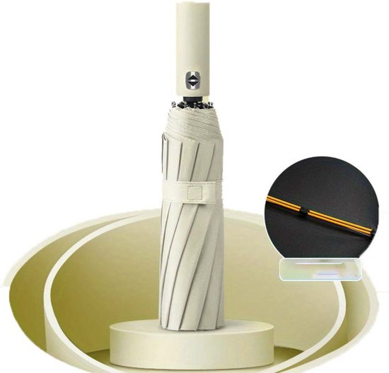 Bovista Parapluie coupe-vent – ​​Pliable – Parapluie tempête moderne – Résistant aux tempêtes – Extensible automatiquement – ​​Parapluie – Beige