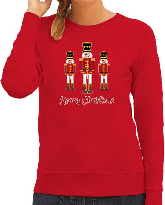 Bellatio Decorations pull de Noël moche/pull femme – Casse-noix – rouge – pénis/pénis S