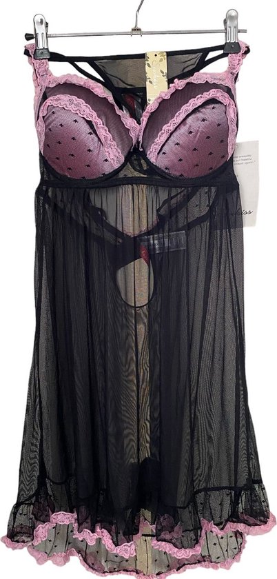 Ensemble lingerie 3 pièces en aspect satiné S/M rouge foncé